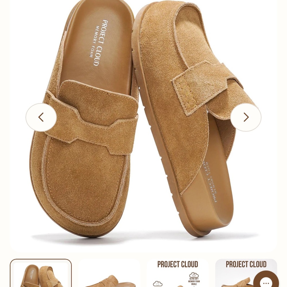 Project Cloud Women's Suede Mule Clogs in Tan